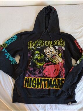 Broken Promises Black Graphic Pullover Hoodi